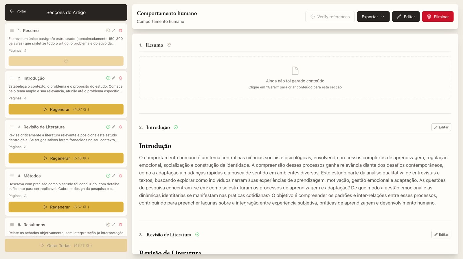 Editor de artículos de AIQDA con la introducción generada