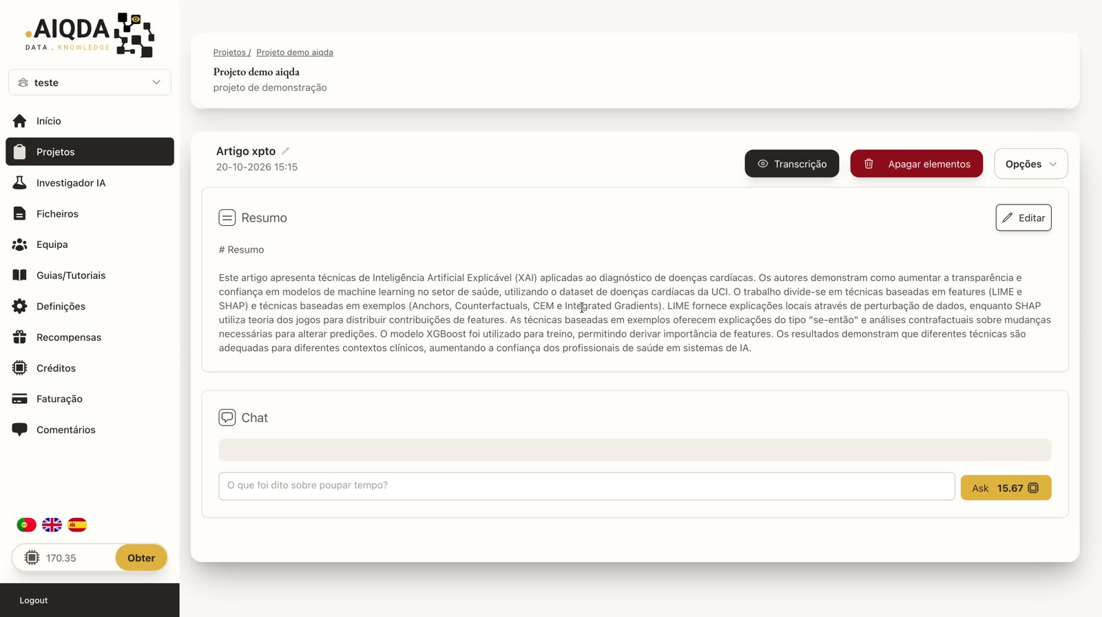 Resumen en el idioma del proyecto de un artículo en inglés