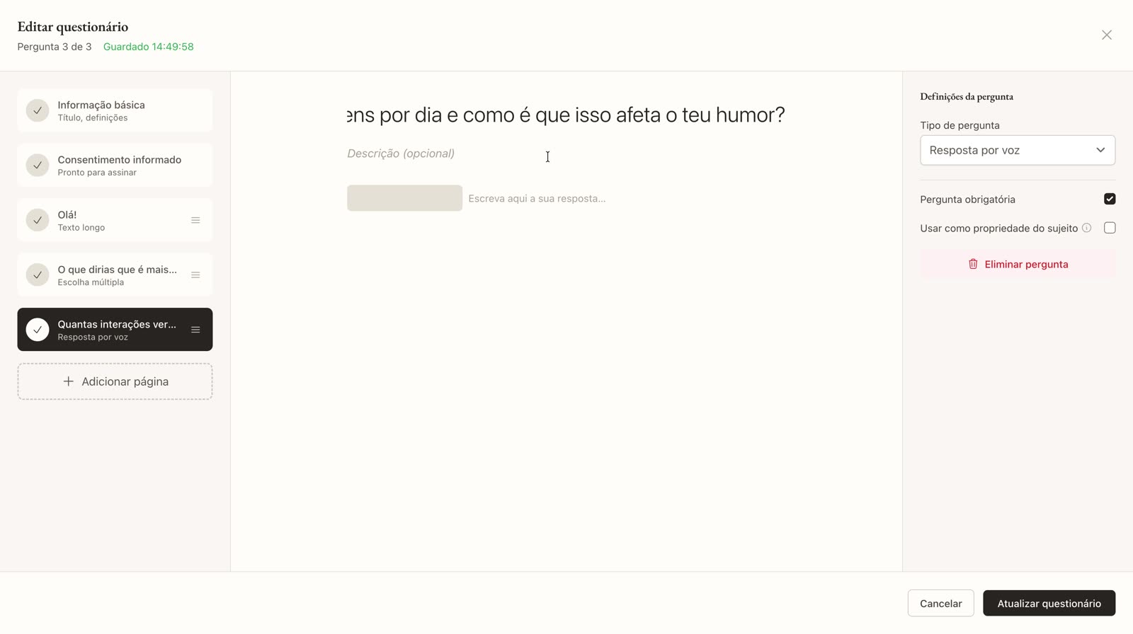 Pergunta do tipo resposta por voz